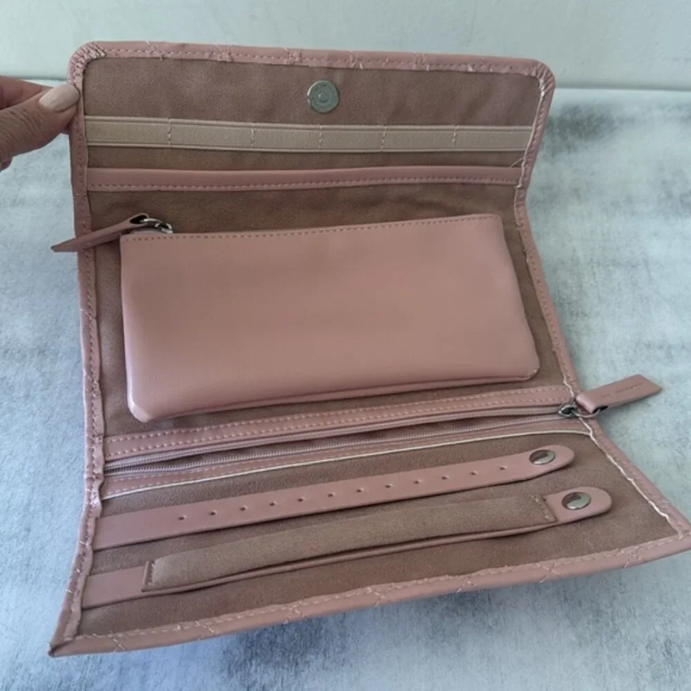 BROUK AND CO Leo Travel Jewelry Clutch Case Quilt Foldable Pink